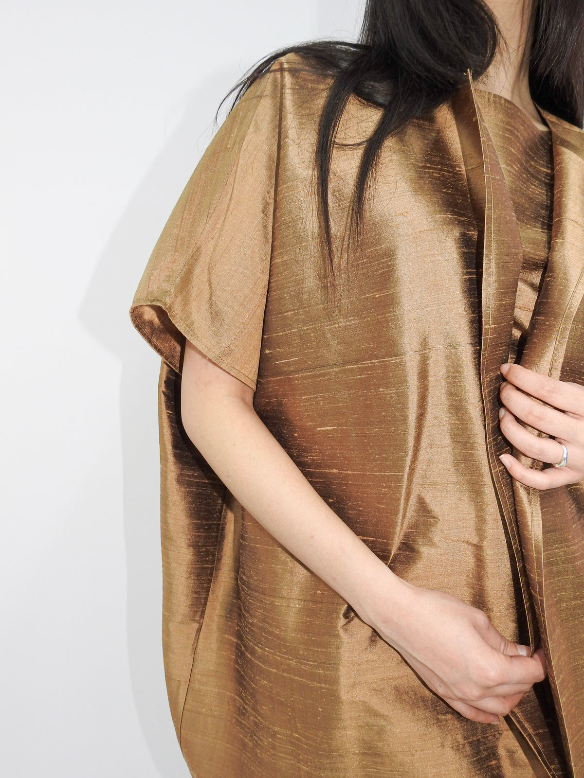 "Short Jacket" Natural Brown, Silk