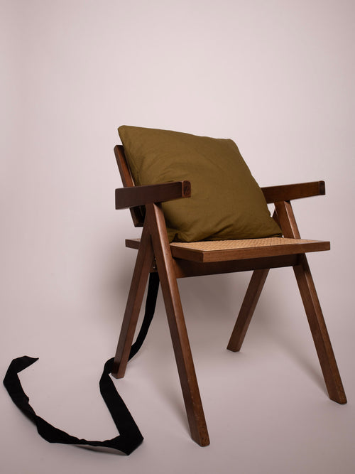 "Hanging Pillow" Green and Black, Japanese Cotton