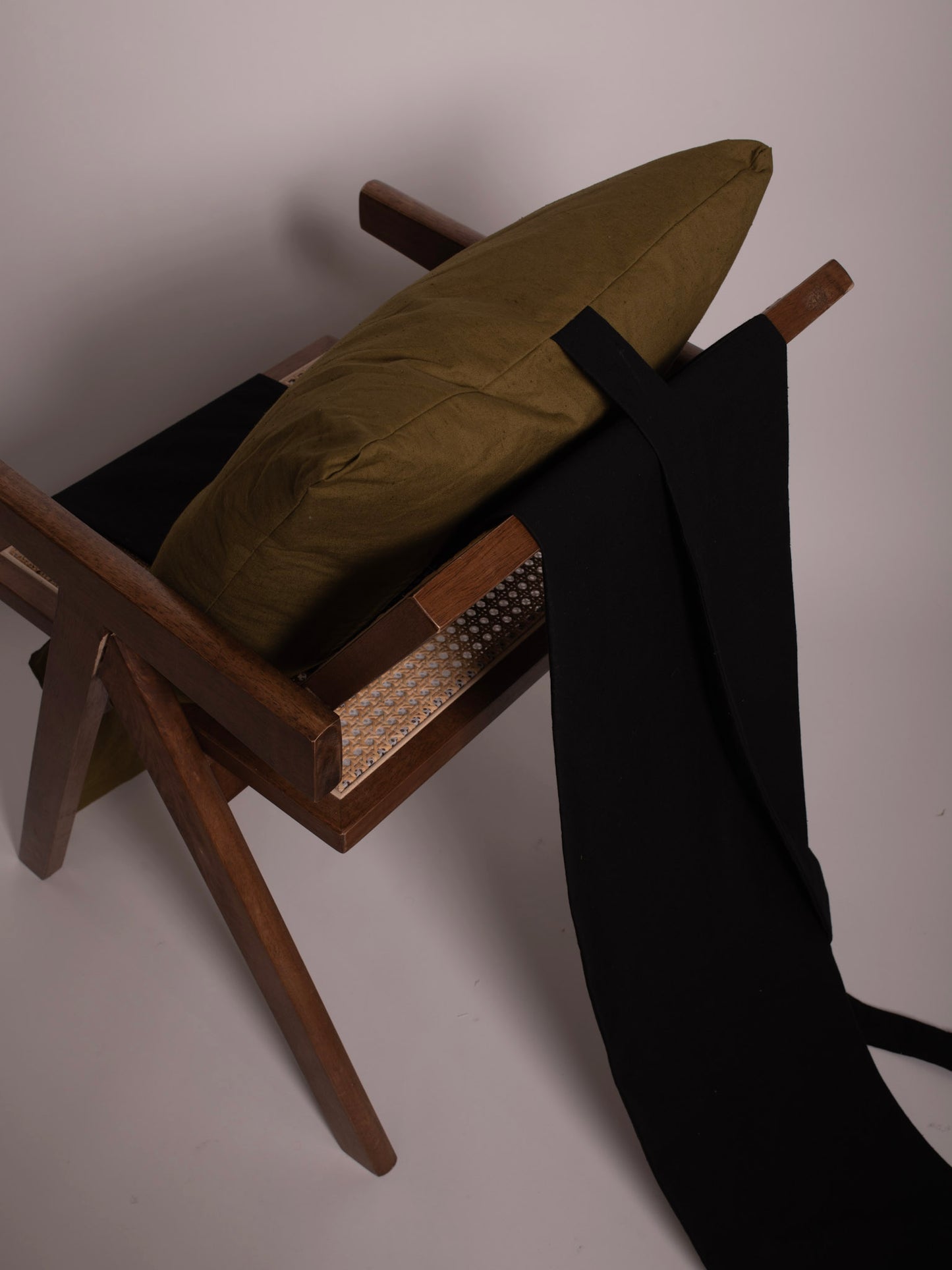 "Hanging Pillow" Green and Black, Japanese Cotton