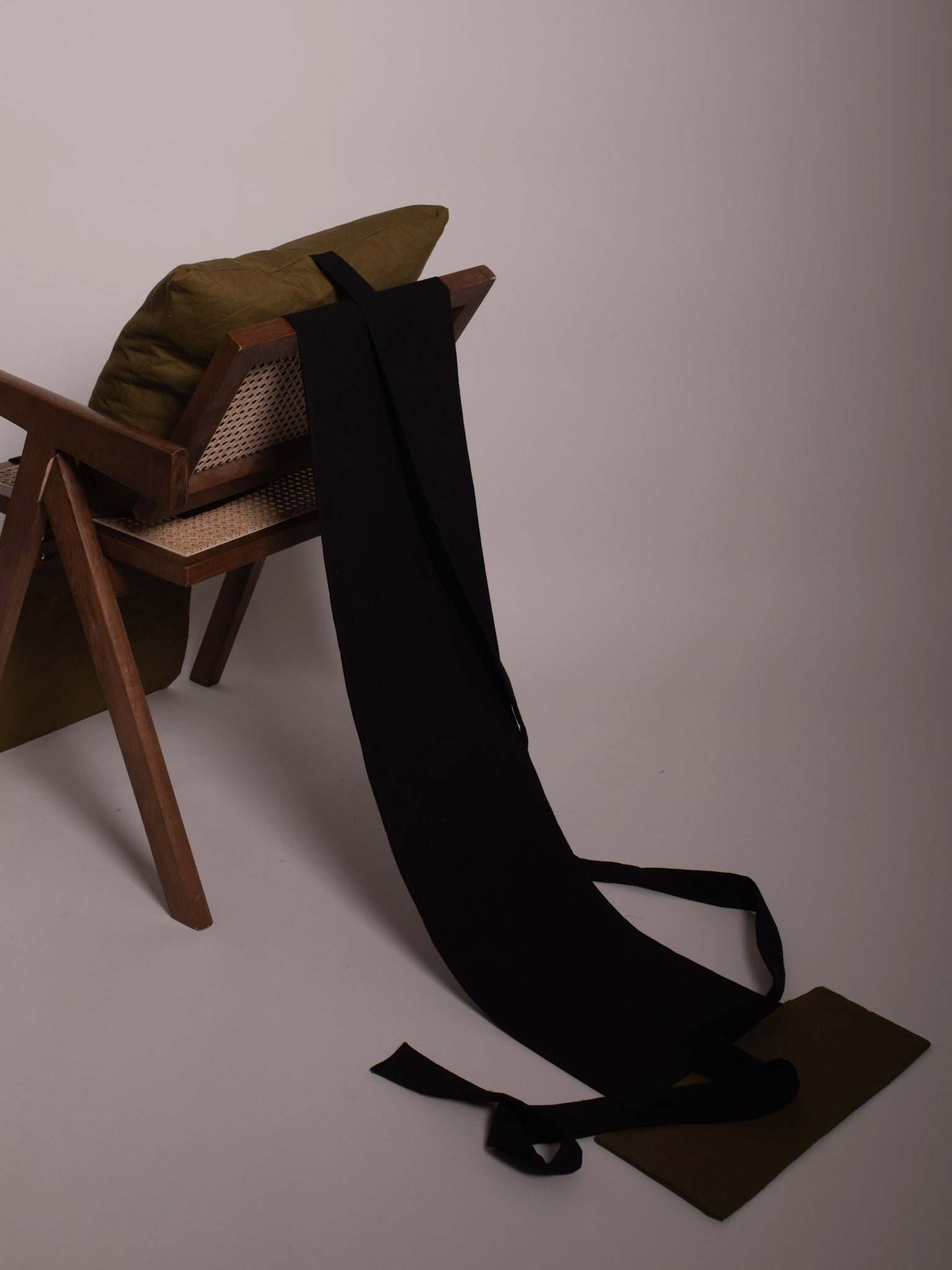 "Hanging Pillow" Green and Black, Japanese Cotton