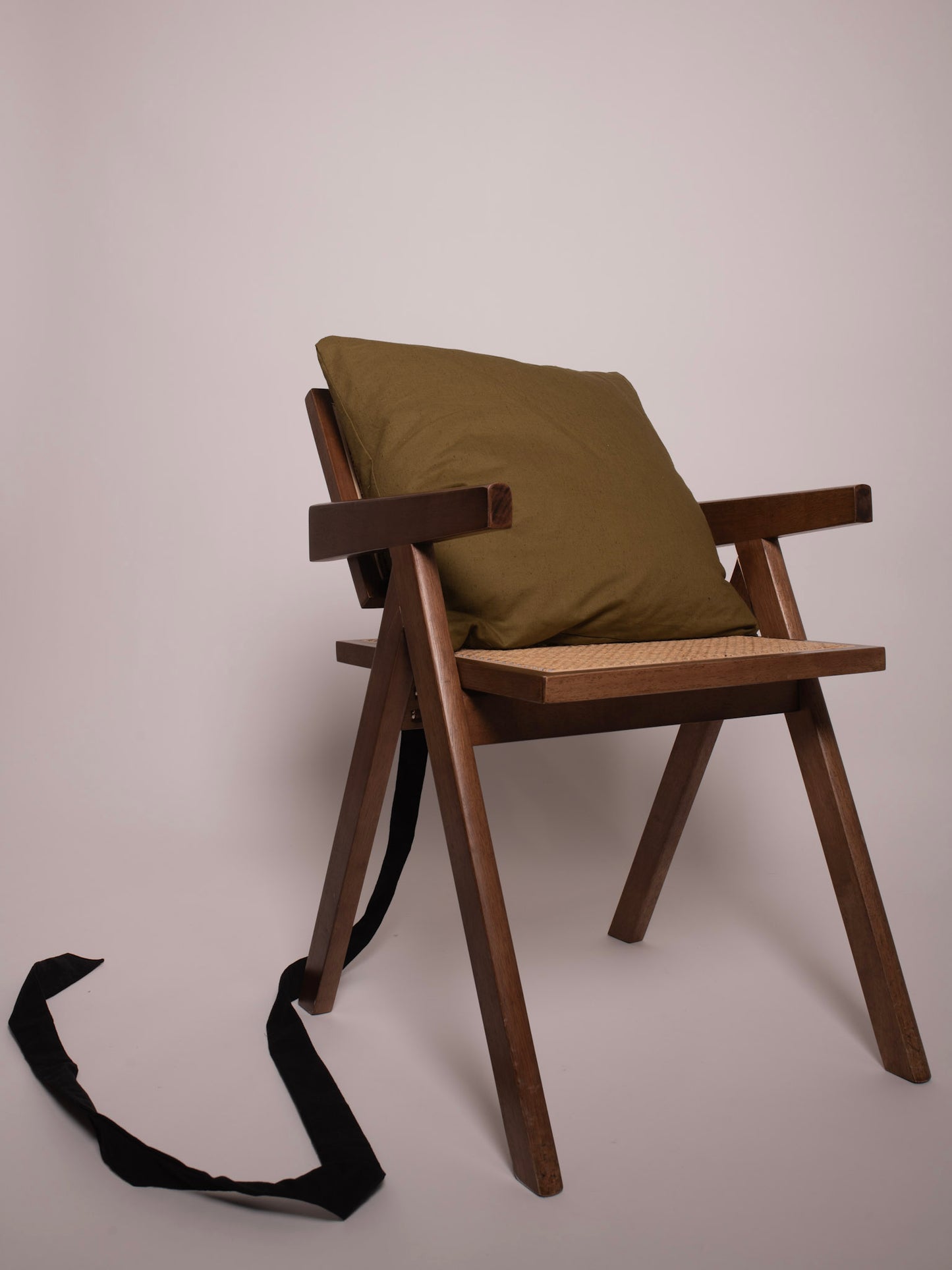 "Hanging Pillow" Green and Black, Japanese Cotton