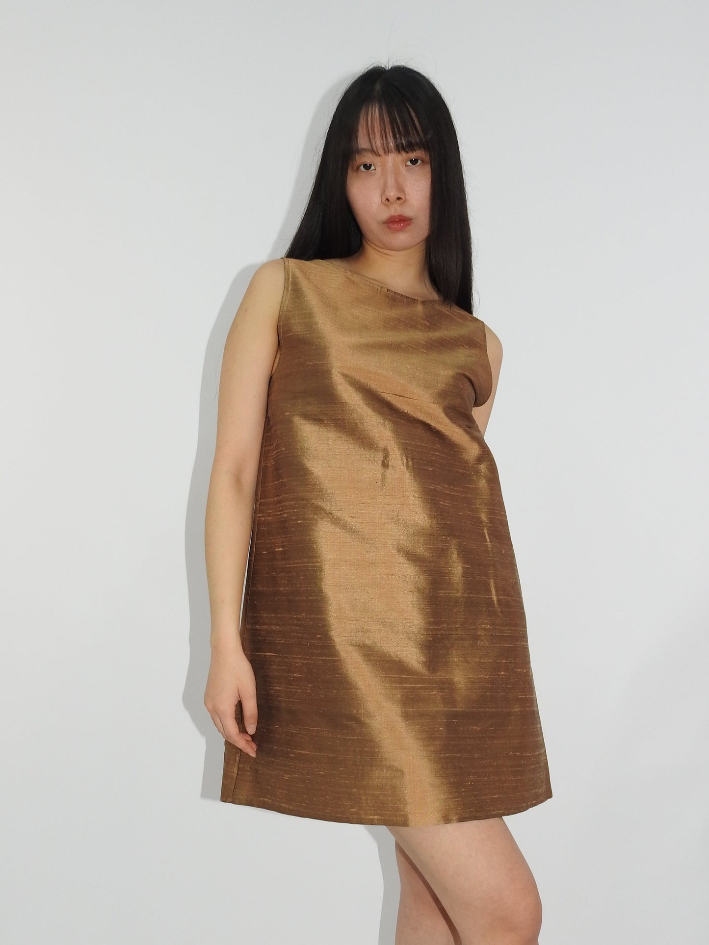 "Short Dress" Natural Brown, Silk