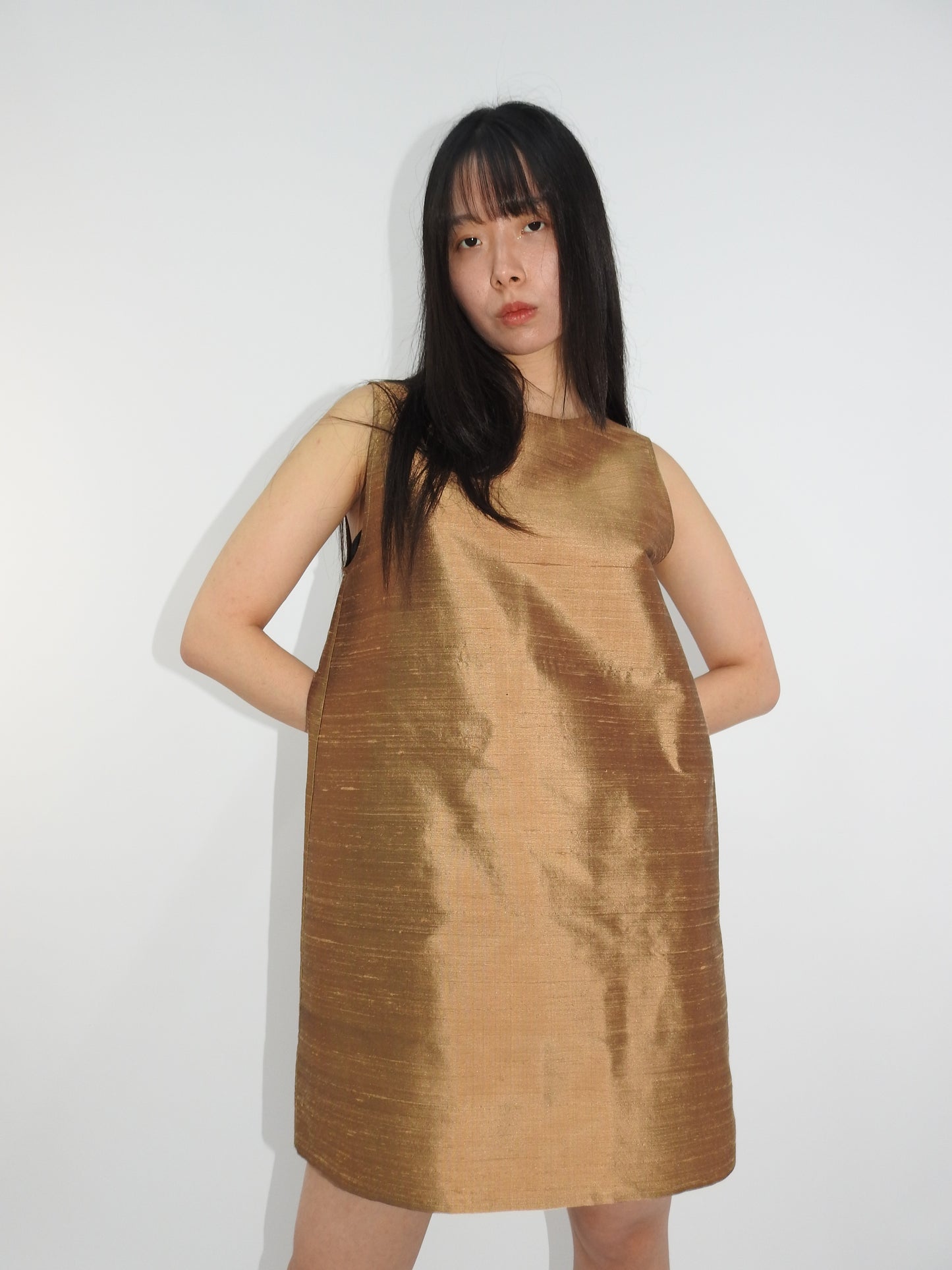 "Short Dress" Natural Brown, Silk