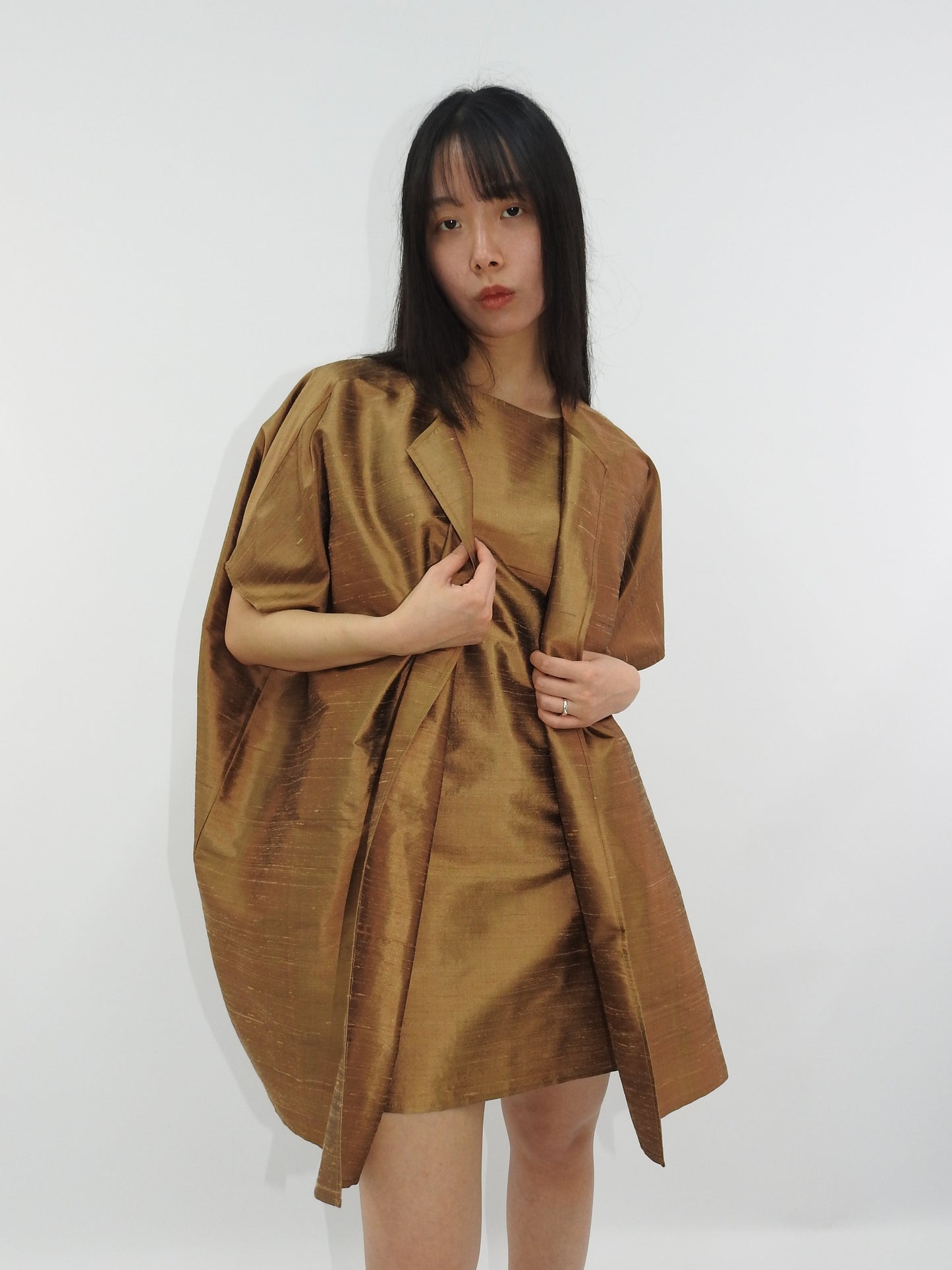 "Short Jacket" Natural Brown, Silk