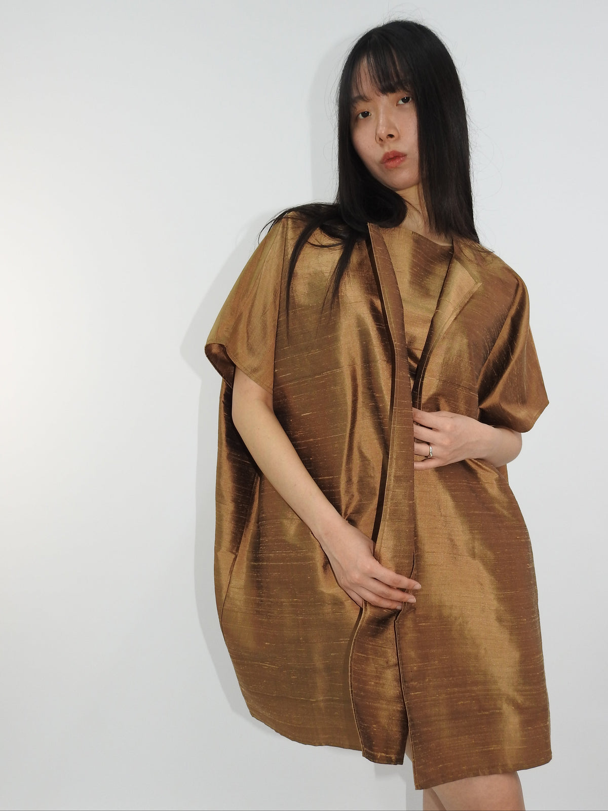 "Short Jacket" Natural Brown, Silk