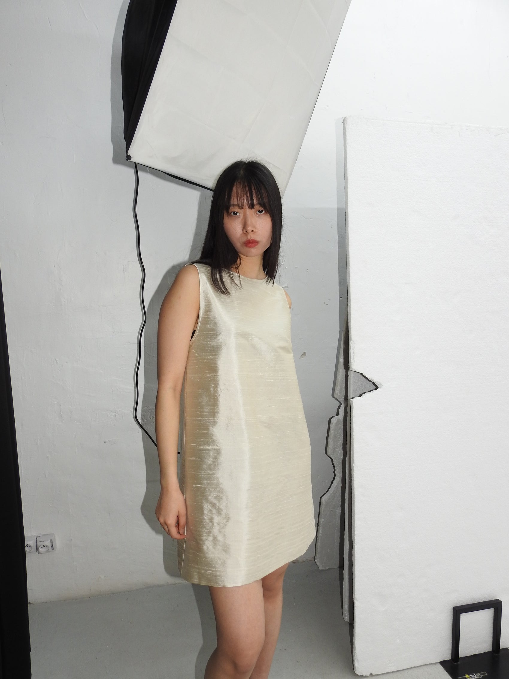 "Short Dress" Ivory, Silk